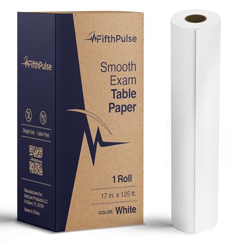 FifthPulse Medical Exam Table Paper 17"x125 Feet - 1 Roll of Disposable White Table Paper Rolls for Doctor's Offices, Chiropractors, and More - Latex Free Bed Sheet - Image 1