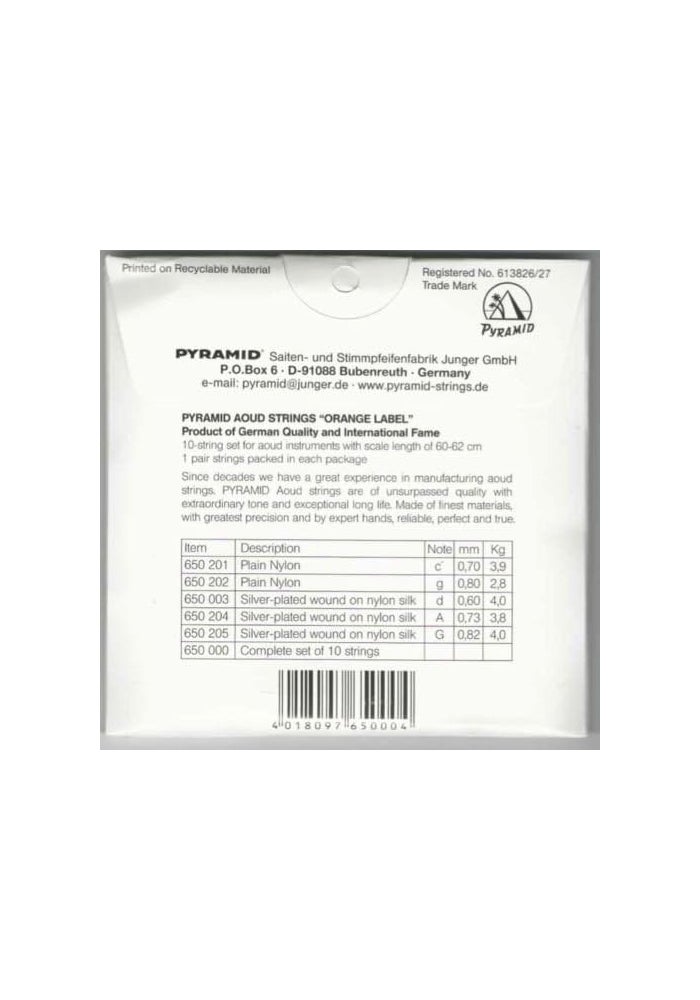 Pyramid 5 X Professional Oud Strings Arabic Syrian Tuning PSO-650 - Image 2