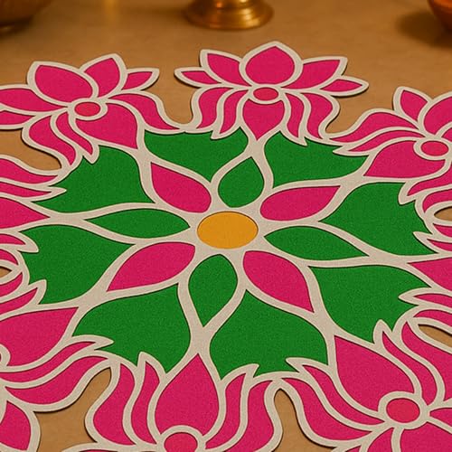 Craftvatika Big 24 Inches Rangoli Stencils for Door Entrance | Diwali Decoration Item for Home and Diwali Gifts - Rangoli mat for Living Room,Pongal, Festive Deocr, Rangoli Making Tools kit - Image 4