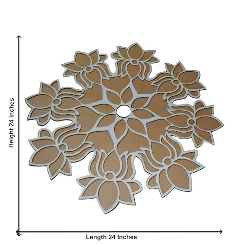 Craftvatika Big 24 Inches Rangoli Stencils for Door Entrance | Diwali Decoration Item for Home and Diwali Gifts - Rangoli mat for Living Room,Pongal, Festive Deocr, Rangoli Making Tools kit - Image 5