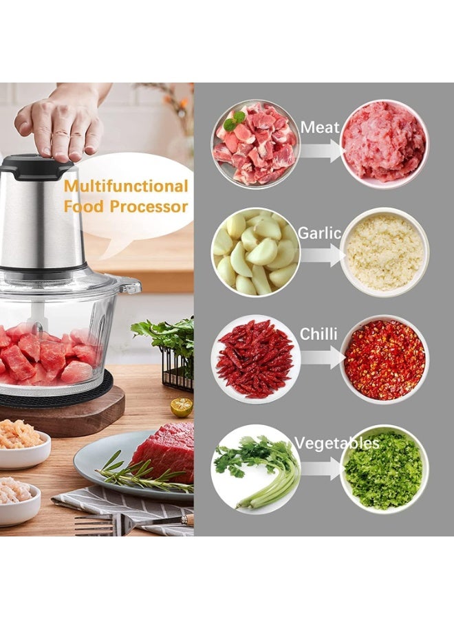 Silver Crest Pro 3000W Electric Meat Grinder and Food Chopper, 3.8L Stainless Steel Bowl, 2-in-1 Kitchen Processor, Powerful Motor, Safety Interlock, Detachable Parts and Multi-Purpose Food Preparation - Image 5