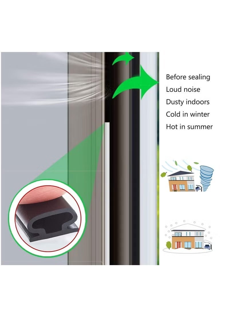 6M Adhesive Door Sweep Weather Stripping Soundproof Rubber Bottom Seal with Wider Strong for Interior Exterior Doors Guard Against Drafts Dust Noise Animals (6M Black) - Image 5