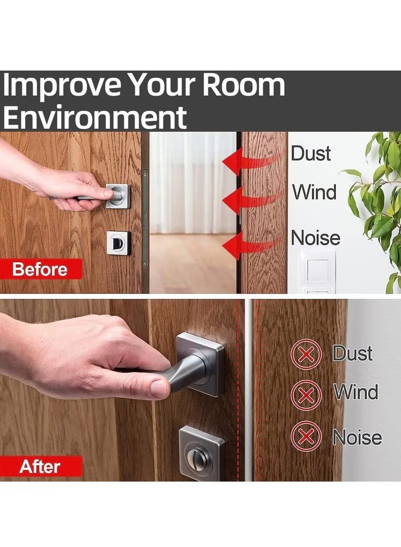 6M Adhesive Door Sweep Weather Stripping Soundproof Rubber Bottom Seal with Wider Strong for Interior Exterior Doors Guard Against Drafts Dust Noise Animals (6M Black) - Image 2