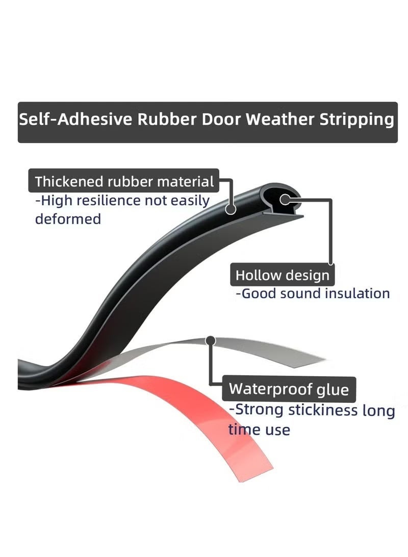 6M Adhesive Door Sweep Weather Stripping Soundproof Rubber Bottom Seal with Wider Strong for Interior Exterior Doors Guard Against Drafts Dust Noise Animals (6M Black) - Image 4