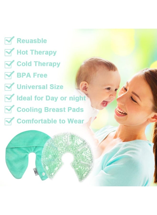 1Pair Hot Cold Gel Bead Breast Therapy Pack,Breast Ice Packs for Breastfeeding,Relief for Breastfeeding,Nursing Pain, Mastitis,Engorgement,Plugged Ducts, Boost Milk Let-Down & Production (Green) - Image 2