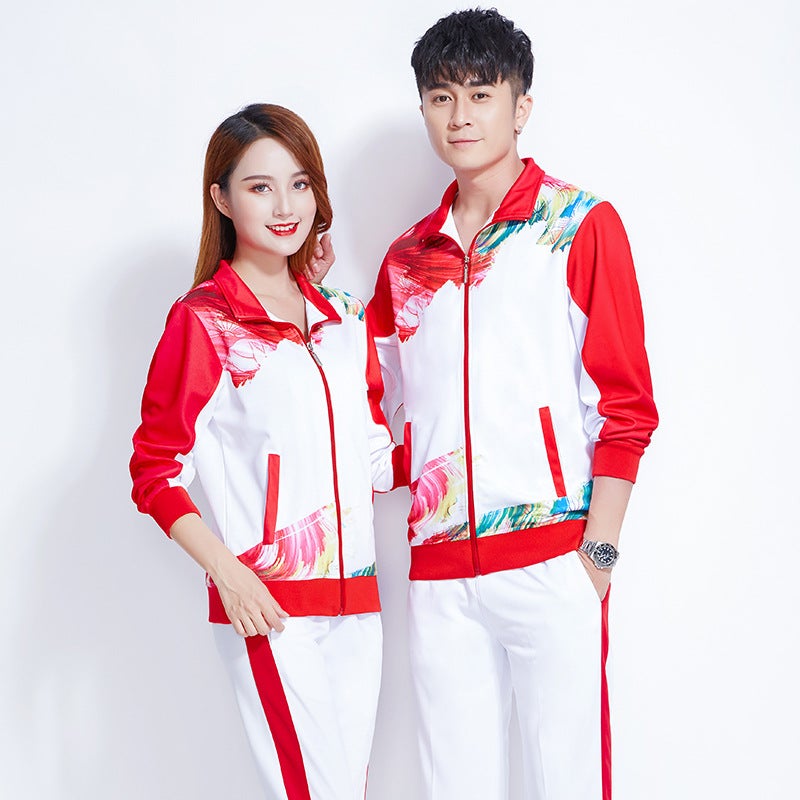 Summer Short-Sleeved Sports Appearance Clothes Suit Class Clothes Senior High School Junior High School Students Competition Square Array Chorus Performance Clothes