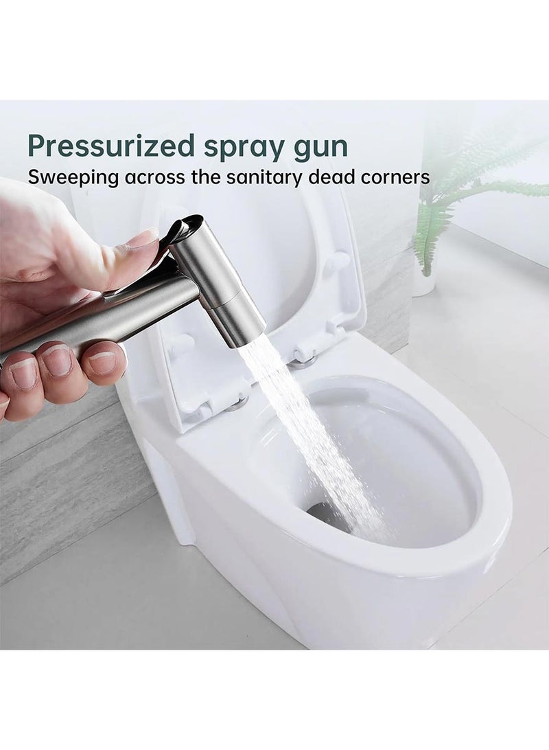 Omelo Handheld Bidet Sprayer for Toilet Shattaf Set with 1.2M hose Cloth Diaper Bathroom Cleaning Muslim Shower Personal Hygiene Stainless Steel Brushed - Image 4