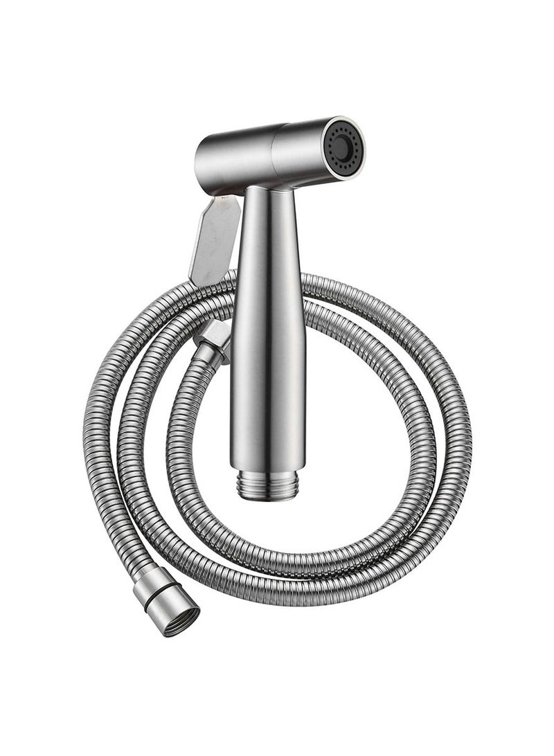 Omelo Handheld Bidet Sprayer for Toilet Shattaf Set with 1.2M hose Cloth Diaper Bathroom Cleaning Muslim Shower Personal Hygiene Stainless Steel Brushed - Image 1