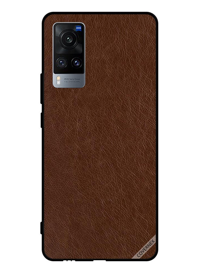 Covernex Protective Case Cover For Vivo X60 Dark Brown Leather Pattern - Image 1