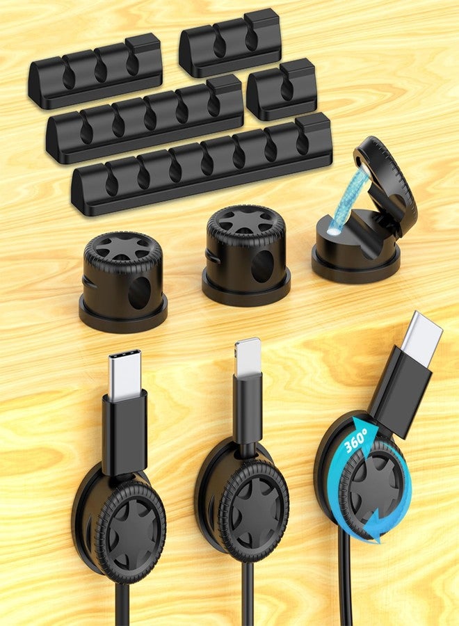 ITUGOU 11PCS Cable Management Cord Holder Organizer, Magnetic Cable Clips Adhesive Wire Keeper, Under Desk for Bedside Nightstand Table Desktop USB Wall Car Office Workspace Accessories (Black) - Image 1