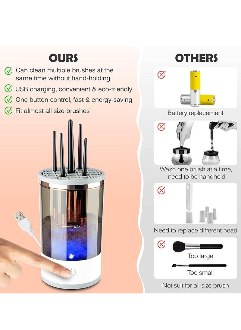 Arabest Electric Makeup Brush Cleaner, Makeup Brush Cleaner Machine with Brush Clean Mat, Automatic Cosmetic Brush Cleaner Makeup Brush Tools for All Size Beauty Makeup Brushes Set  - Image 4