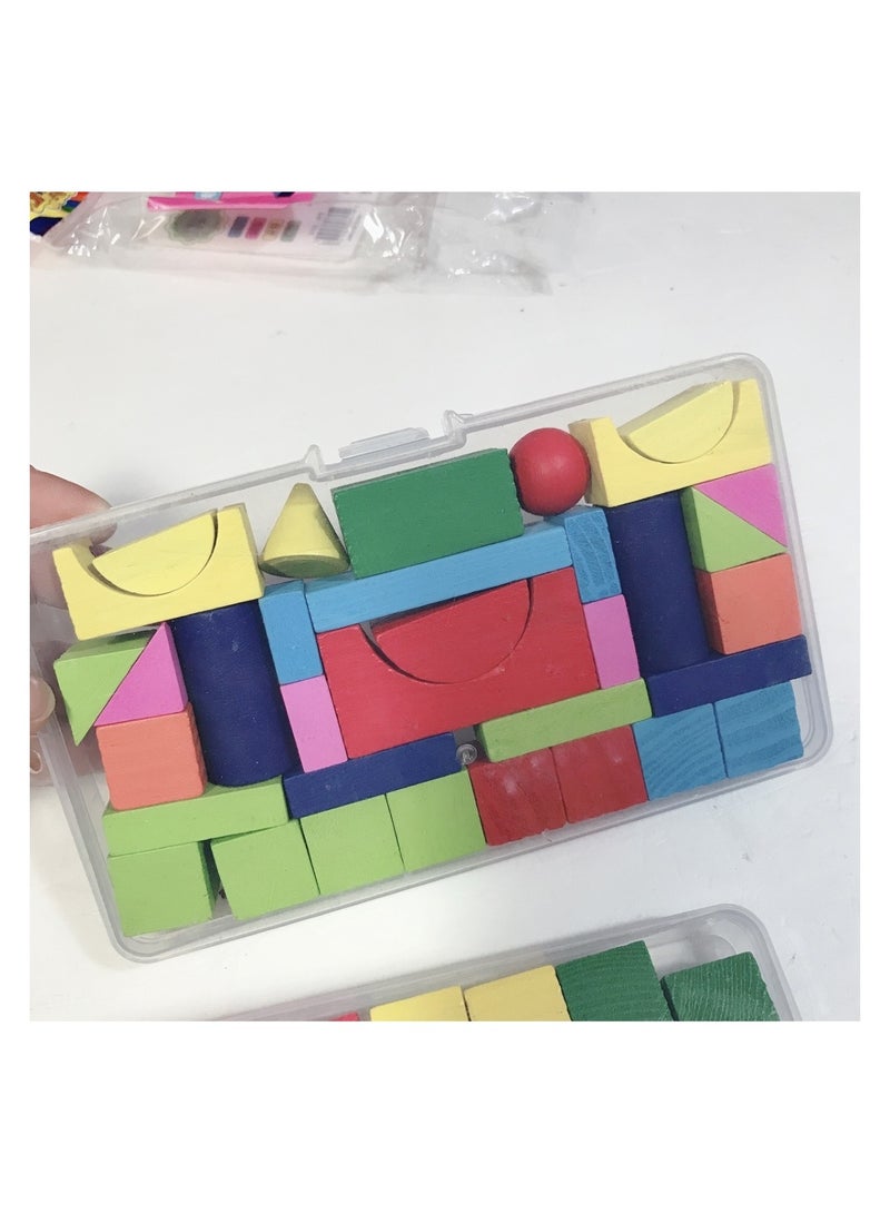 هويتك مجموعة مكعبات بناء خشبية متنوعة - Image 4