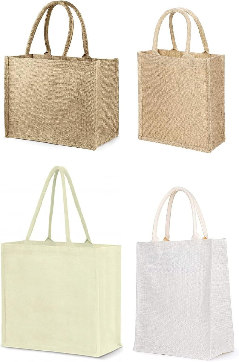 Eco-neutral - Jute Tote Shopping Bag | Eco-friendly Reusable Grocery Bags | Waterproof coating with soft handle (Horizontal) - Image 1