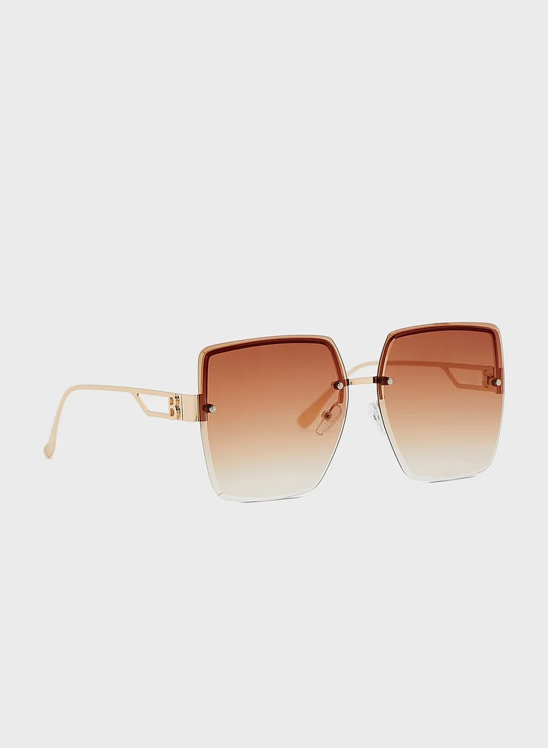 Ginger Oversized Square Frameless Sunglasses