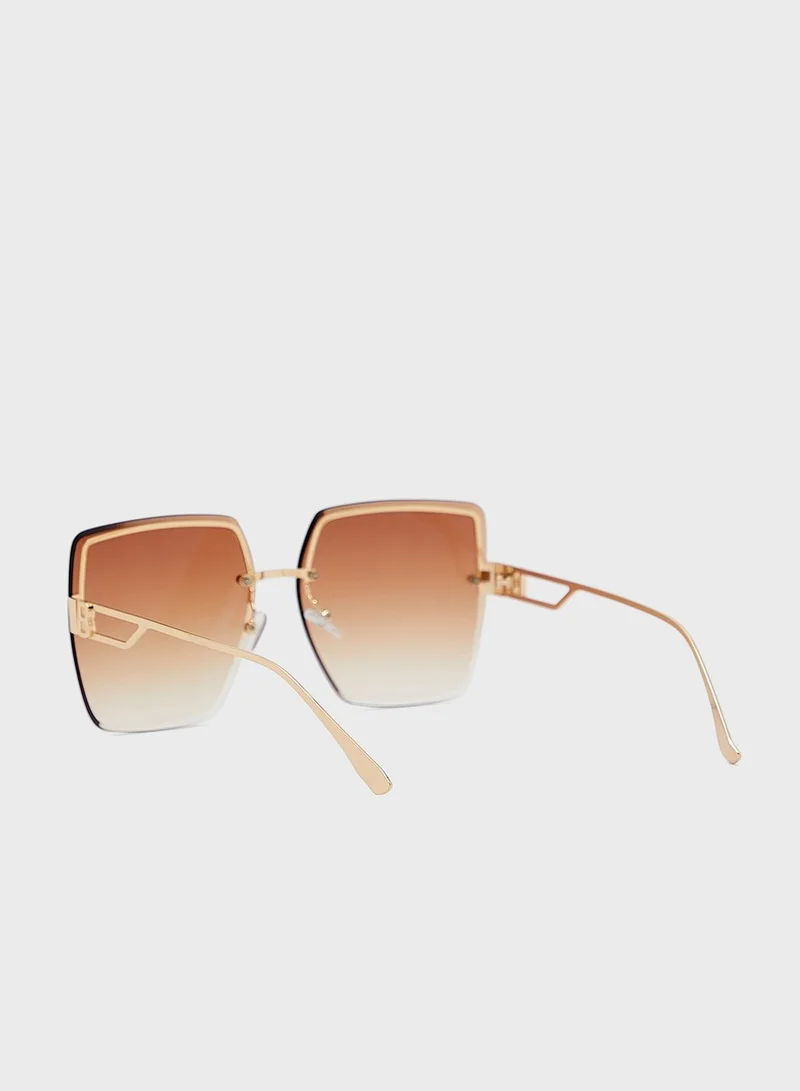 Ginger Oversized Square Frameless Sunglasses