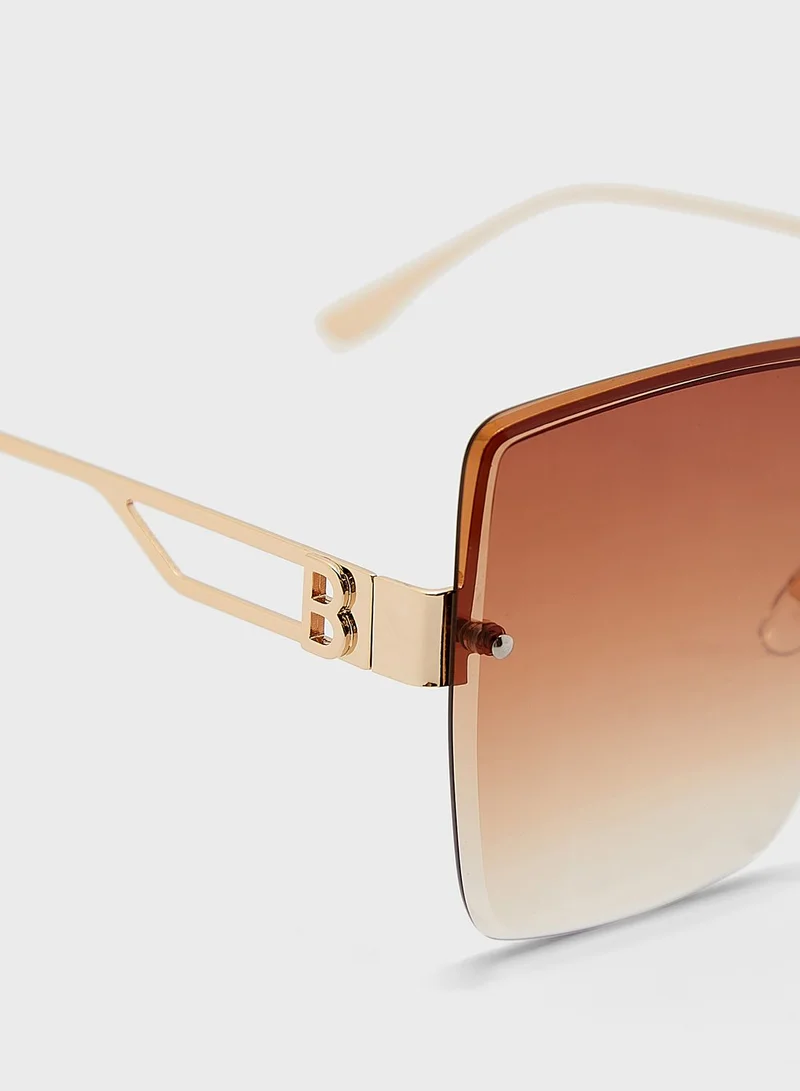 Ginger Oversized Square Frameless Sunglasses