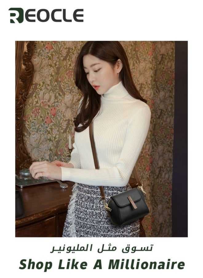 REOCLE Women's Crossbody Bag Luxury Soft Leather Trendy Handbags Large Capacity Purses with Adjustable Strap - Image 5