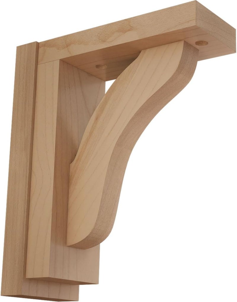 Ekena Millwork BKT02X06X07REAL Reece Shelf Wood Brackets, 2 1/2"W x 6 1/4"D x 7 1/2"H , Alder - Image 1