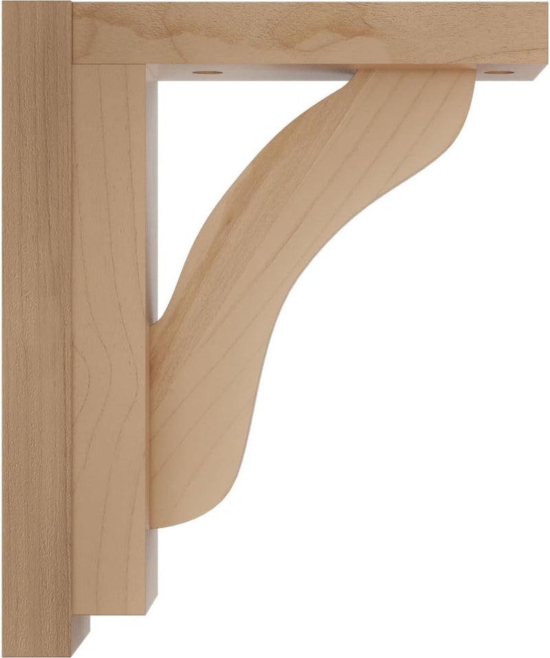 Ekena Millwork BKT02X06X07REAL Reece Shelf Wood Brackets, 2 1/2"W x 6 1/4"D x 7 1/2"H , Alder - Image 2