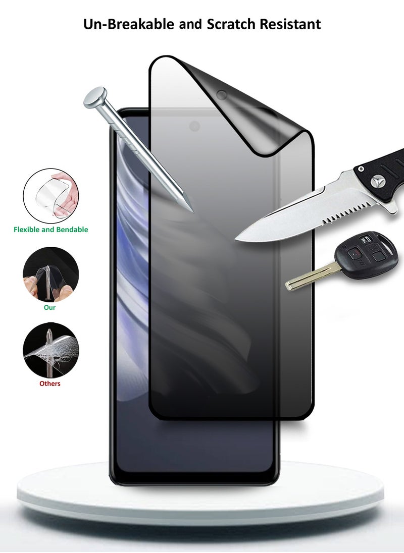 Wtech - Nano Ceramic Privacy Full Glue Full Cover Matte Flexible Screen Protector For Tecno Spark 20 Pro 4G 2023 / Spark 20 Pro 5G 2024 Clear/Black - Image 1