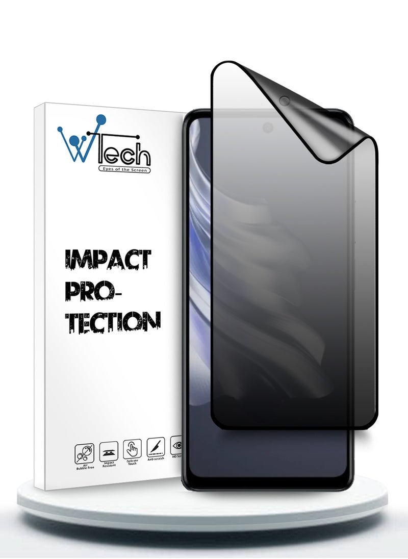 Wtech - Nano Ceramic Privacy Full Glue Full Cover Matte Flexible Screen Protector For Tecno Spark 20 Pro 4G 2023 / Spark 20 Pro 5G 2024 Clear/Black - Image 1
