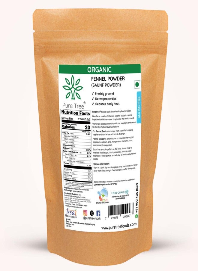 Pure Tree Certified Organic Saunf Powder | 250 g | Fennel Seed Powder | Variyali, Sompu Powder | Gluten Free & Flavourful - Image 2