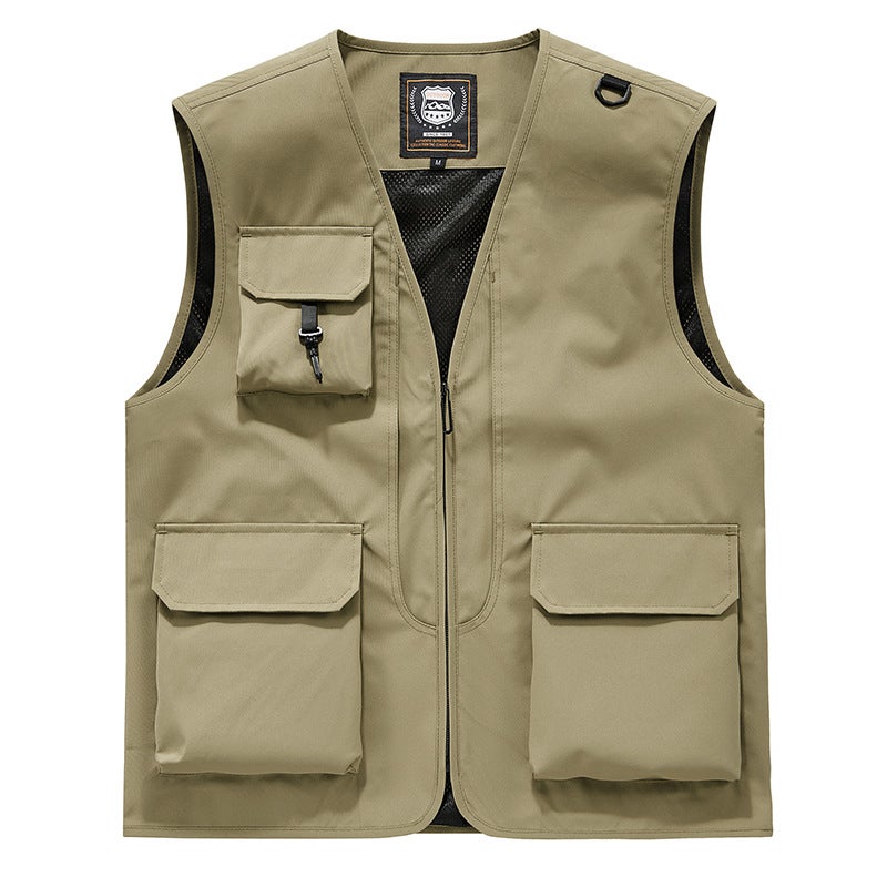 Men'S Vest For Outdoor Casual Fishing And Pography, V-Neck Workwear Vest With Multiple Pockets, Thin Style Gilet - Image 1