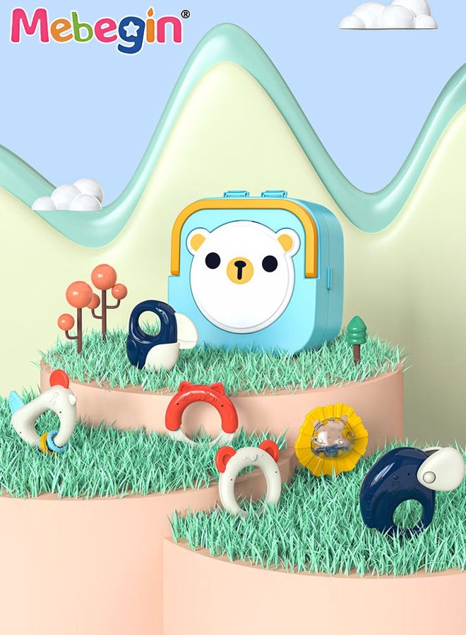 MEBEGIN 10PCS Baby Rattle Teething Set, Silicone Teether Sensory Toys with Sound and Cartoon Organizer, Versatile Baby Early Sensory Toy, Made of Gentle and Teething-friendly Material, Great Variety of Textured Surfaces - Image 2