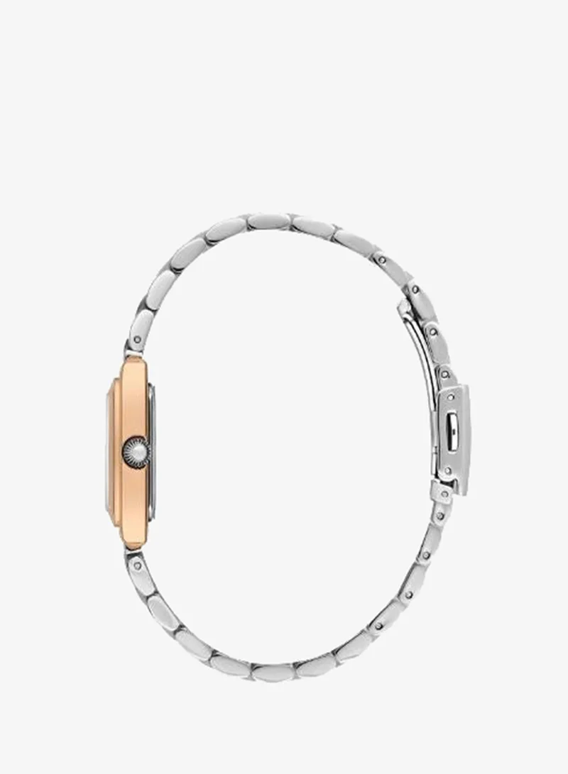 DANIEL KLEIN Women's Stainless Steel Rose Gold Alloy Case Analog Silver Square Sunray Dial Japanese Quartz Premium 30 Meters Water Resistant