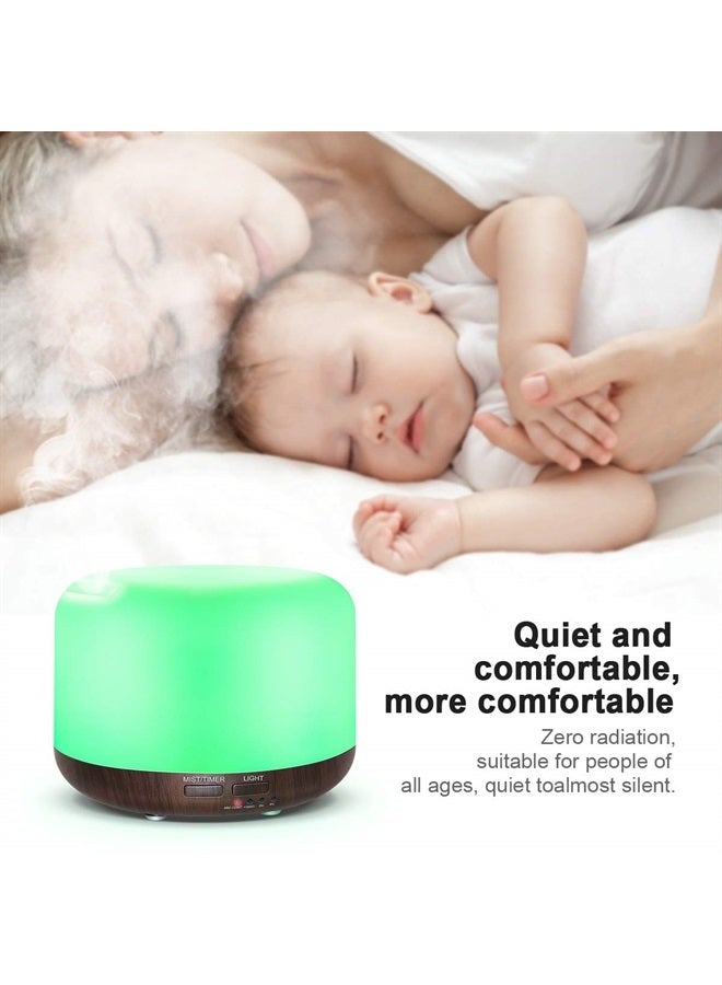 Marchred 300ML Essential Oil Diffuser with Remote Control,Ultrasonic Aromatherapy Air Diffuser Humidifier,Aroma Diffuser with 7 LED Color Changing Light for Large Room,Home (Dark Wood Grain) - Image 1