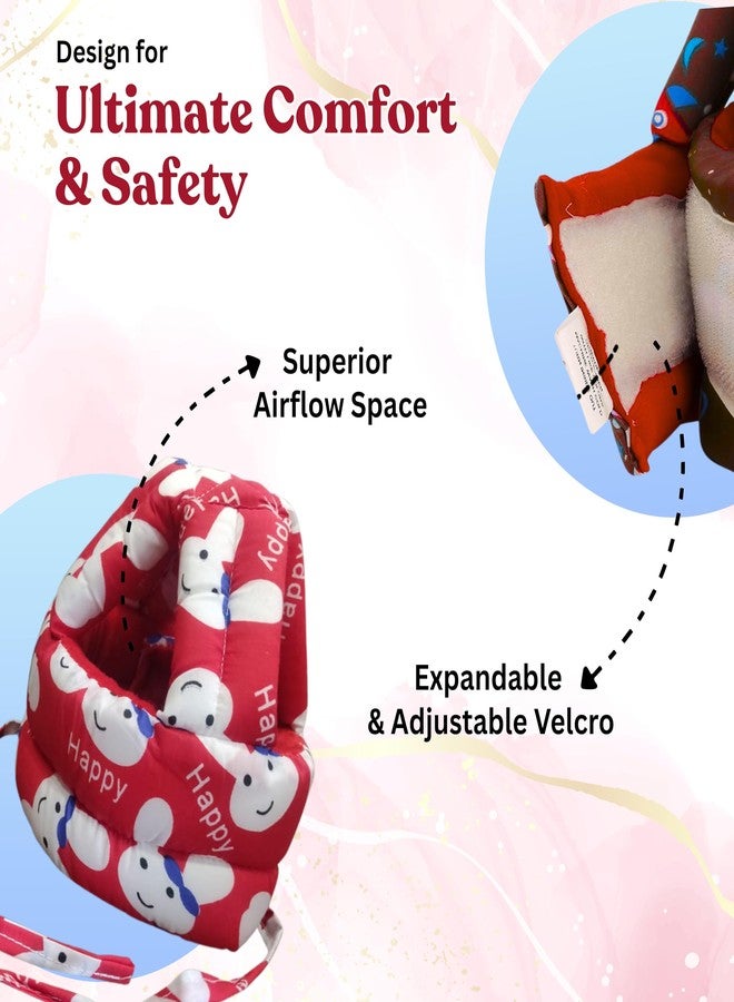 TAG24 Baby Head Safety Helmet for Crawling and Walking | Soft Cushion Head Protector for 6 Months to 2 Years | Adjustable Toddler Safety Headguard Helmet with Multi Printed Design (Red) - Image 4