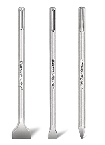Monkey King Bar SDS Max Bits 16" Chisel Set - 3pcs Masonry Drill Bits for All Brand Hammer Drills - Point, Scaling, and Flat Chisels - Image 1