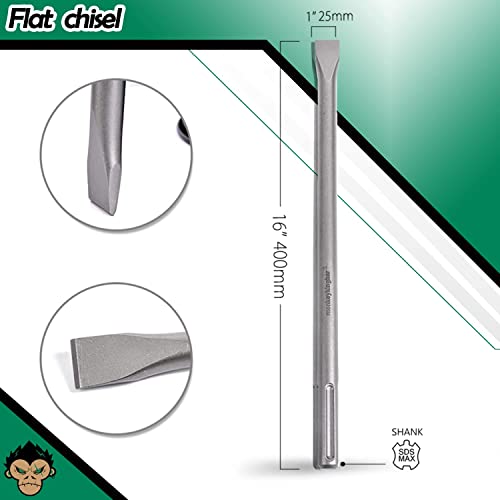 Monkey King Bar SDS Max Bits 16" Chisel Set - 3pcs Masonry Drill Bits for All Brand Hammer Drills - Point, Scaling, and Flat Chisels - Image 4