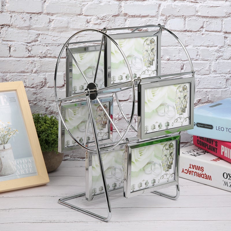 Rotating Photo Frame: 360 Degree Rotation Durable Metal Frame - Stylish Exquisite Display Metal Picture Frame for Tabletop Home Wedding Photography Studio Decor - Image 2