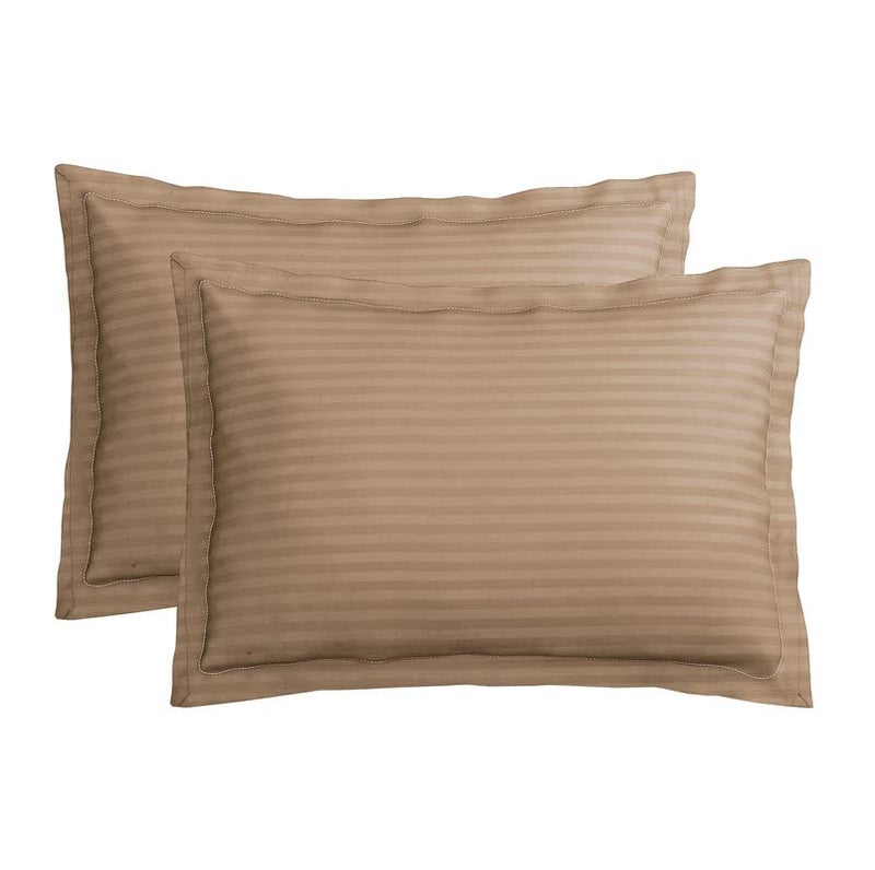 VAS COLLECTIONS Premium 210 TC 100% Pure Cotton Satin Stripes Pillow Cover Set of 2 Pcs, for Hotel Hospital Uses, 18x28 inches - Grey - Image 1