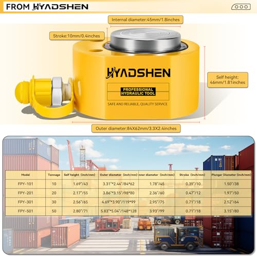 HYADSHEN 10Ton Hydraulic Cylinder Jack,Low Profile Hydraulic Ram Jack,Hydraulic Porta Power Ram Lifting Jack,Industrial Mini Hydraulic Cylinder - Image 2