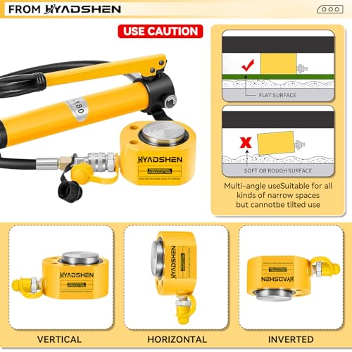 HYADSHEN 10Ton Hydraulic Cylinder Jack,Low Profile Hydraulic Ram Jack,Hydraulic Porta Power Ram Lifting Jack,Industrial Mini Hydraulic Cylinder - Image 5