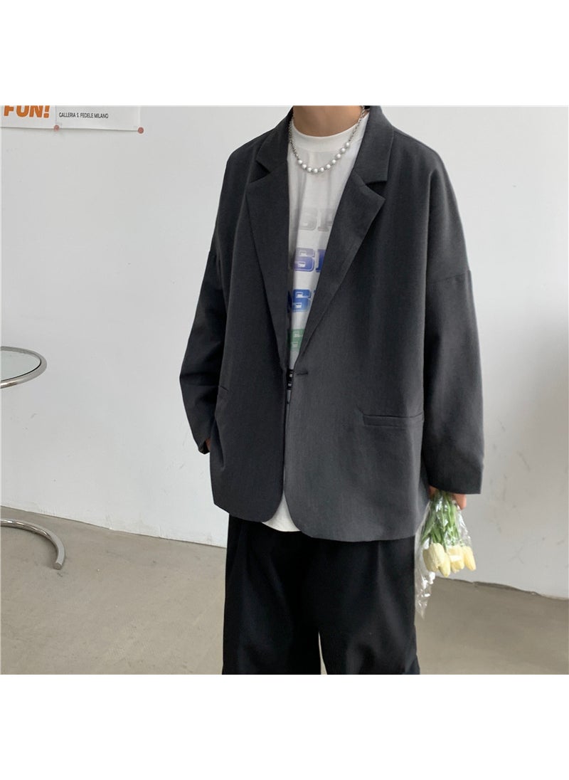 1 x 5 pcs Casual Mens Blazer Korean Loose Fit Autumn Suit Grey - pzsku/ZAD46B2EDD83D31F70AA4Z/45/_/1734109606/b3615c08-7dcb-4ebe-8fb6-6f68a2f474a8