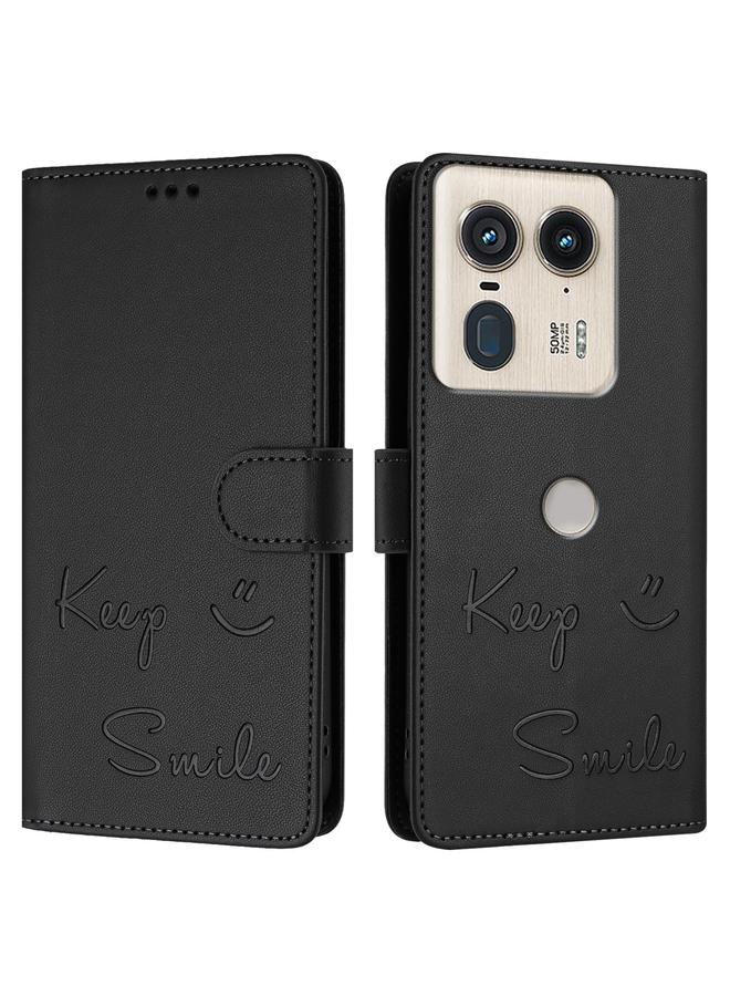 S-TOP Case For Motorola Edge 50 Ultra Smile Embossing RFID Leather Phone Case - Image 3