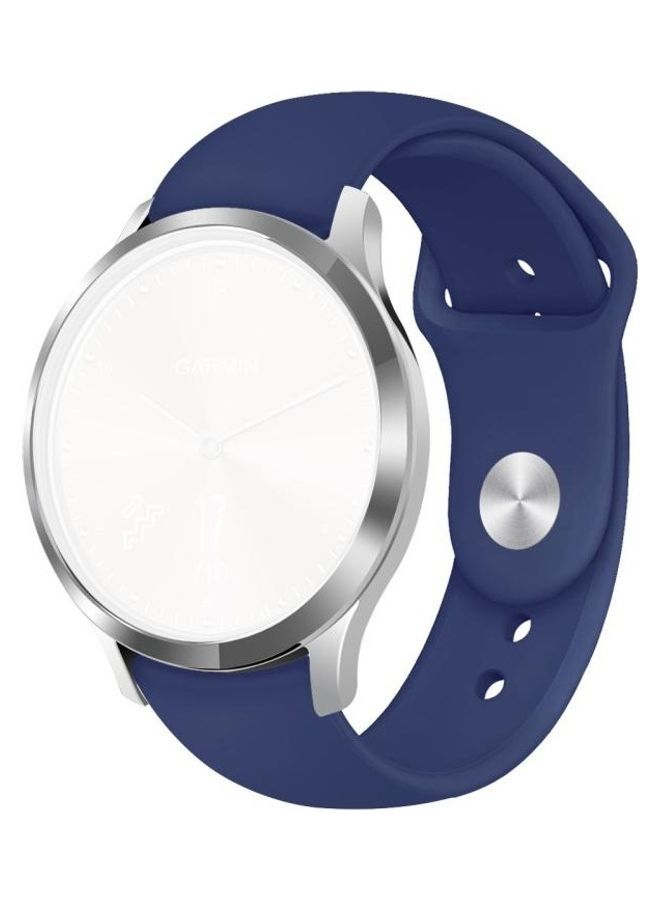 NIBEMINENT Solid Colour Reverse Buckle Silicone Strap For Garmin Vivoactive 3/Vivomove HR- Small Navy Blue - Image 1