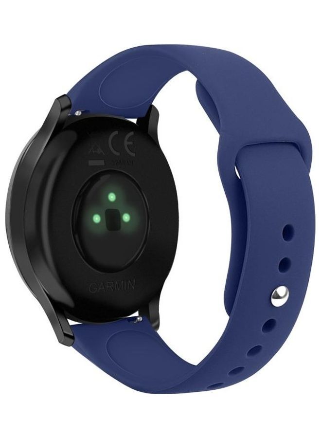 NIBEMINENT Solid Colour Reverse Buckle Silicone Strap For Garmin Vivoactive 3/Vivomove HR- Small Navy Blue - Image 2