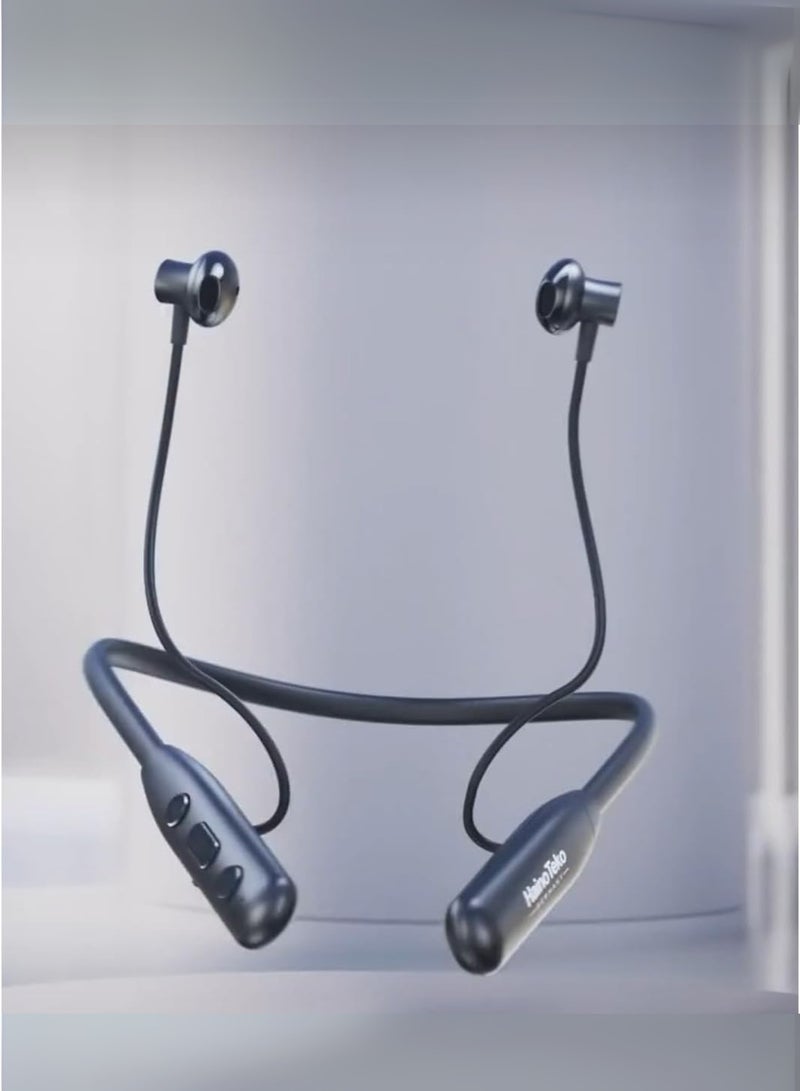 HainoTeko Haino Teko Germany HN40 Neckband Wireless Earphones – Bluetooth 5.3, Super Clear Mic, High Bass Sound, 40-Hour Playtime, Ergonomic Design, Black - Image 2