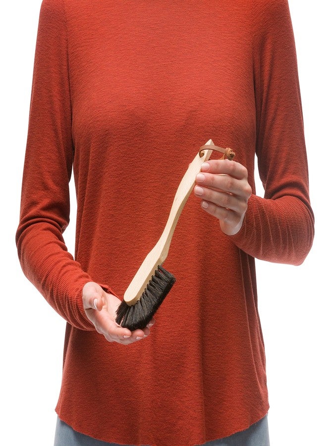 Redecker Oiled Beechwood Dish Brush with Curved Handle and Black Horsehair, 10-1/2-Inches Long, Made in Germany - Image 2