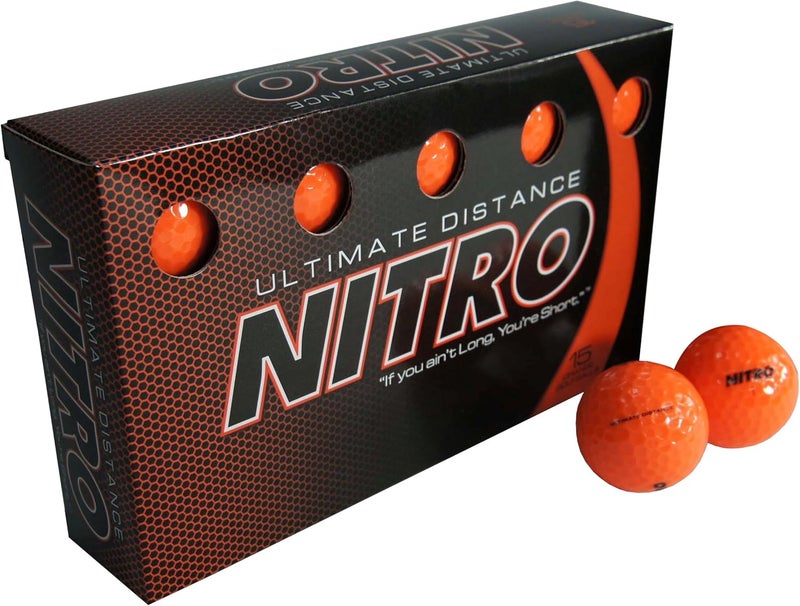 Nitro Long Distance High-Durability Golf Balls (15PK) All Levels- Ultimate Distance Titanium Core High Velocity Great Stop & Sticking Ability Golf Balls USGA Approved-Total of 15-Orange - Image 3