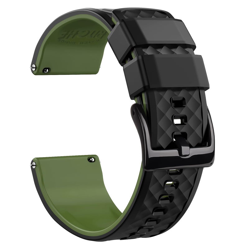 Ritche Christmas Gift 18mm Silicone Watch Bands Quick Release Rubber Watch Bands for Men Women BlackArmy GreenBlack 18MM White Elephant Gifts Stocking Stuffers for Men