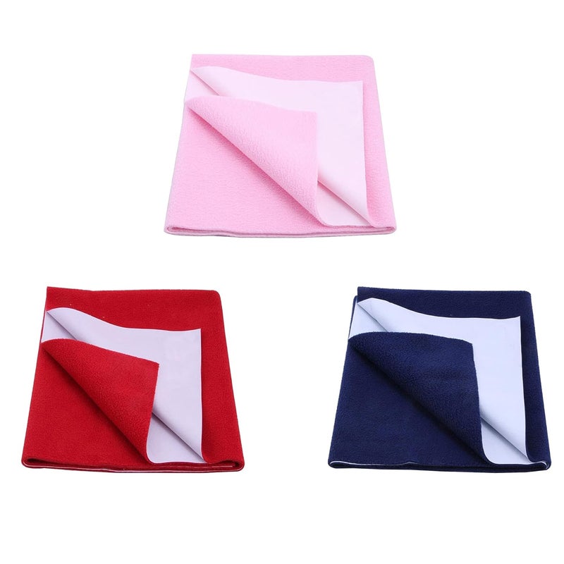 CHICERY Baby drysheet Absorbent Mattress Protectors for New Born Children Baby Bed Protector Waterproof Baby Sheet redBluePinkSmall 70cm x 50cm Pack of 3 - Image 1