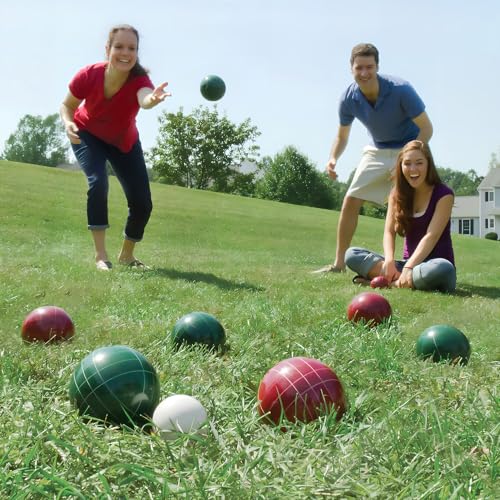 Pointyard Bocce Ball Set, 90mm Resin Bocce Ball Set with 8 Resin Bocce Balls/1 Pallino/Nylon Zippered Bag/Measuring Tape - Outdoor Lawn Games for Adults Family Kids/Yard/Beach Game - Image 4
