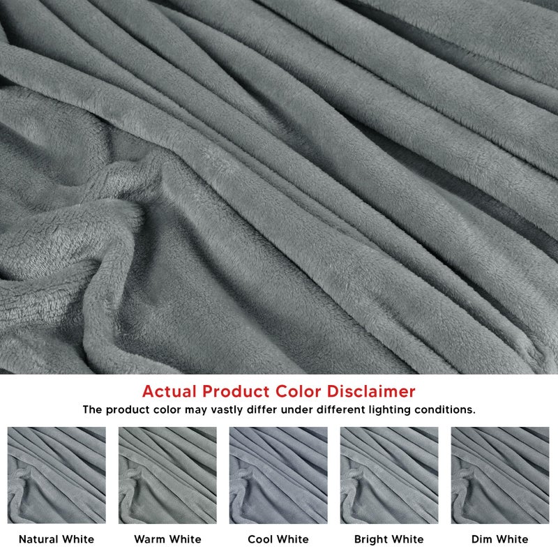 Utopia Bedding Cool Grey Fleece Blanket King Size Lightweight Fuzzy Soft Anti-Static Microfiber Bed Blanket (90x102 Inch) - Image 4