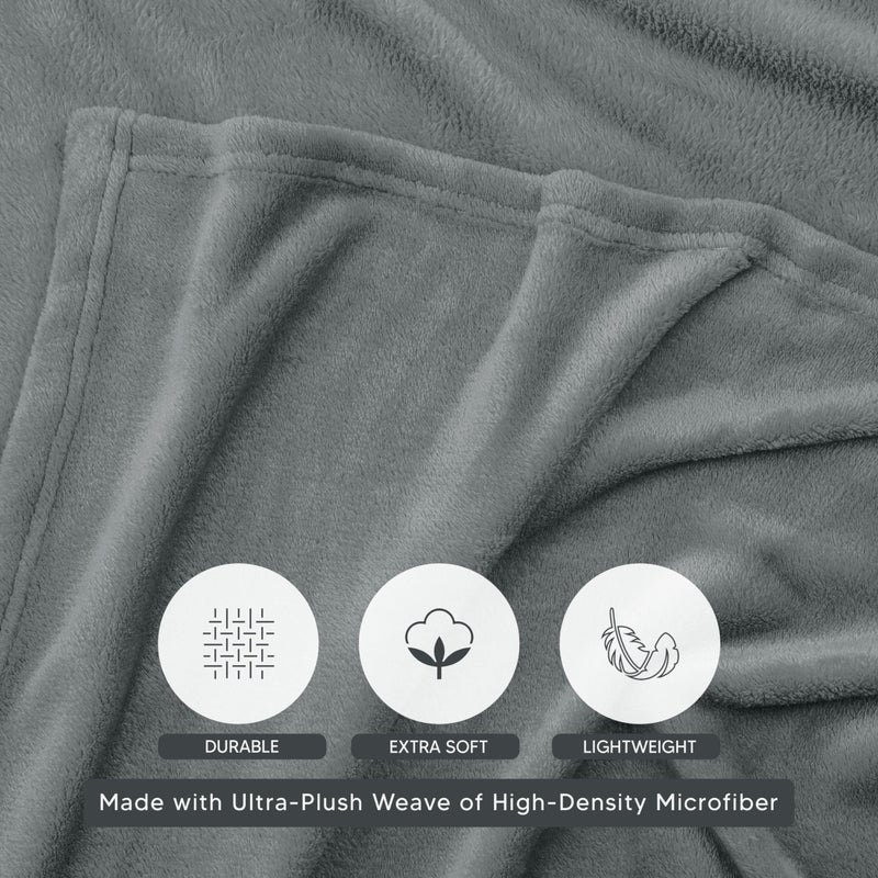 Utopia Bedding Cool Grey Fleece Blanket King Size Lightweight Fuzzy Soft Anti-Static Microfiber Bed Blanket (90x102 Inch) - Image 3