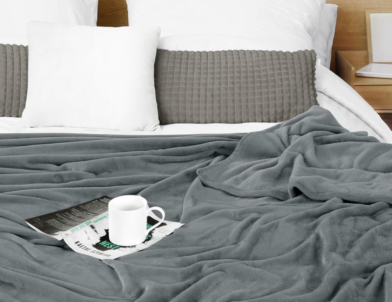 Utopia Bedding Cool Grey Fleece Blanket King Size Lightweight Fuzzy Soft Anti-Static Microfiber Bed Blanket (90x102 Inch) - Image 5